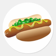 Hot Dog Round Stickers