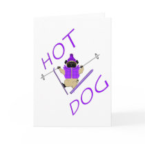 Hot Dog Skiing Pug cards