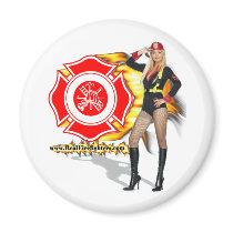 Hot Fire Chick firefighter magnet by RealSlogans Hot Fire Chick firefighter magnet