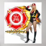 Hot Fire Chick Firefighter Poster