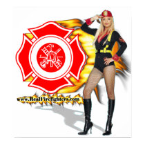 Hot Fire Chick Firefighter Poster posters by RealSlogans Hot Fire Chick Firefighter Poster posters