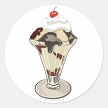Hot Fudge Ice Cream Sundae Custom Stickers