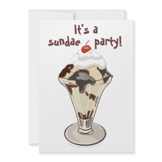 Hot Fudge Sundae Invitations for Ice Cream Party
