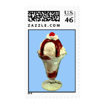 Hot Fudge Sundae Retro Postage Stamps