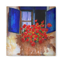 hot geraniums for a cool fridge magnets
