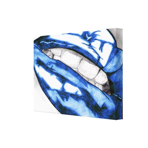 Hot Lips Blue Stretched Canvas Prints