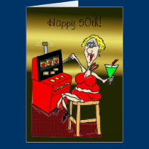 HOT MAMA SLOT MACHINE LUCKY 7'S 50th BIRTHDAY CARD cards