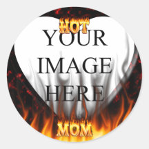 Hot mom fire and red marble heart. sticker