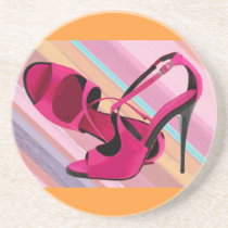 Hot Momma's Hot Pink Pumps Beverage Coaster