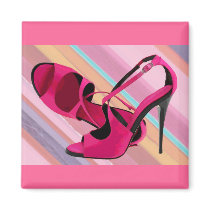 Hot Momma's Hot Pink Pumps Fridge Magnets