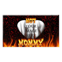 Hot Mommy fire and red marble heart Business Card Templates