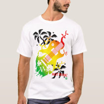 rasta, reggae, music, summer, rock, guitar, Camiseta com design gráfico personalizado