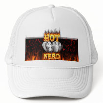 Hot Nerd fire and flames red marble hats by ultraflames Hot Nerd fire and flames red marble hats