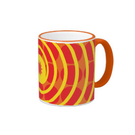 Hot Orange Polka Dots Yellow Spiral Pattern Coffee Mug