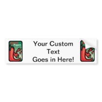 Hot Pepper Text Graphic two chilis Bumper Stickers