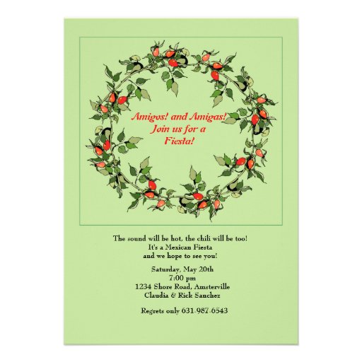 Hot Peppers Wreath Invitation