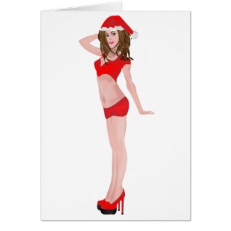 Hot Pin Up Mrs. Clause Christmas Card