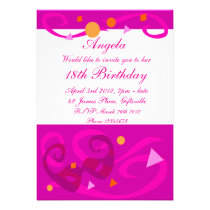 Hot pink 18th Birthday Party Invitation invitations