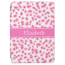 Hot Pink 2 Stars White BG, Hot Pink Name Monogram iPad Air Cover  at Zazzle