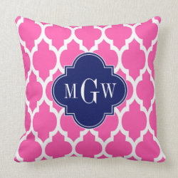 Hot Pink #2 Wht Moroccan #4 Navy Name Monogram Pillows