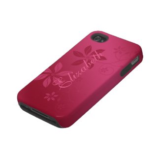 Hot Pink Abstract Floral Custom Name iPhone 4 Case casematecase