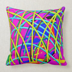 Hot Pink Abstract Girly Doodle Design Novelty Gift Throw Pillows