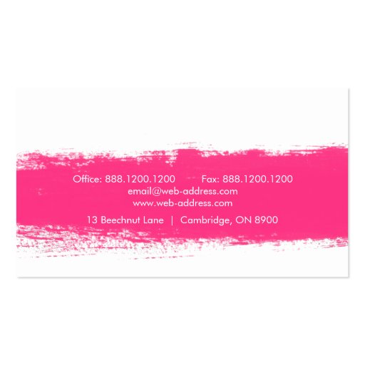 Hot Pink Abstract Watercolor Splash Business Card (back side)