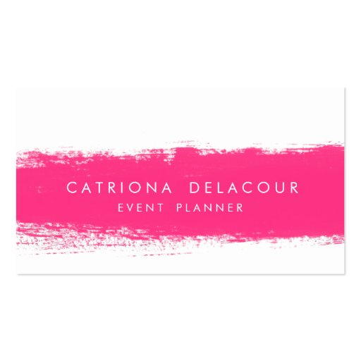 Hot Pink Abstract Watercolor Splash Business Card (front side)