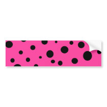 Hot Pink and Black Bubbles Polka Dots Fun Bumper Sticker