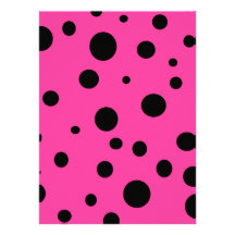 Hot Pink and Black Bubbles Polka Dots Fun Personalized Announcements
