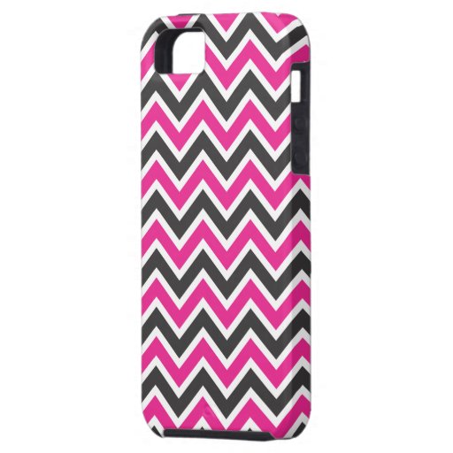 Hot Pink and Black Chevrons iPhone 5 Case