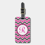 Hot Pink and Black Chevrons Travel Bag Tags