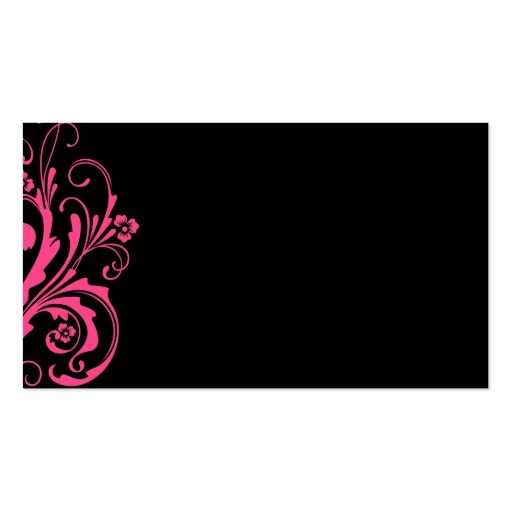 Hot Pink and Black Chic Flourish Business Card Templates (back side)