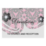 hot pink and black damask business card