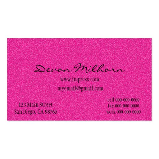 Hot Pink and Black Damask Business Card Templates (back side)