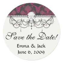 hot pink and black damask sticker