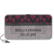 hot pink and black damask wedding keepsake portable speakers