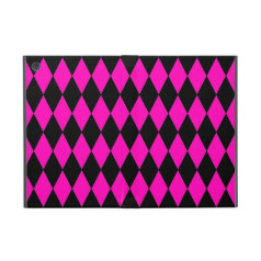Hot Pink and Black Diamond Harlequin Pattern iPad Mini Case