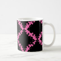hot pink and black diamond mod damask coffee mugs