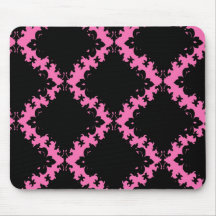 hot pink and black diamond mod damask mouse pad