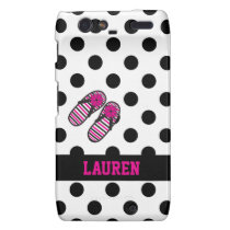 Hot Pink and Black Dots & Flip Flops Phone Case Motorola Droid RAZR Case