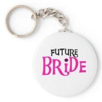 Hot Pink and Black Future Bride Key Chains