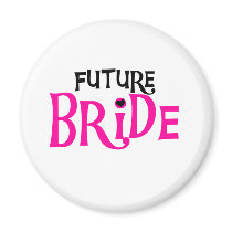 Hot Pink and Black Future Bride Refrigerator Magnet