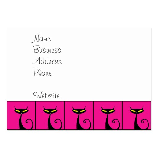 Hot Pink and Black Kitty Cats Collage Business Card (front side)