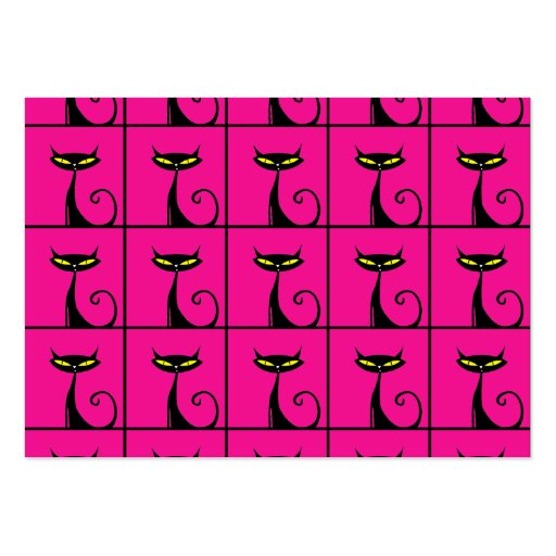 Hot Pink and Black Kitty Cats Collage Business Card (back side)