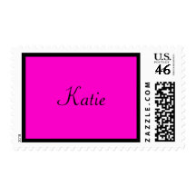 hot pink and black name stamp