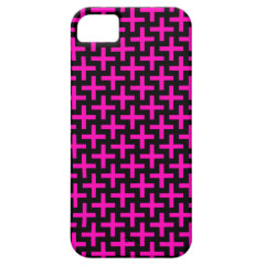 Hot Pink and Black Pattern Crosses Plus Signs iPhone 5 Case