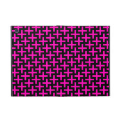 Hot Pink and Black Pattern Crosses Plus Signs iPad Mini Case