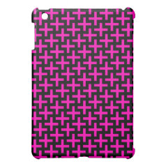 Hot Pink and Black Pattern Crosses Plus Signs iPad Mini Cases