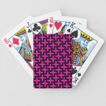 Hot Pink and Black Pattern Crosses Plus Signs Bicycle Card Decks